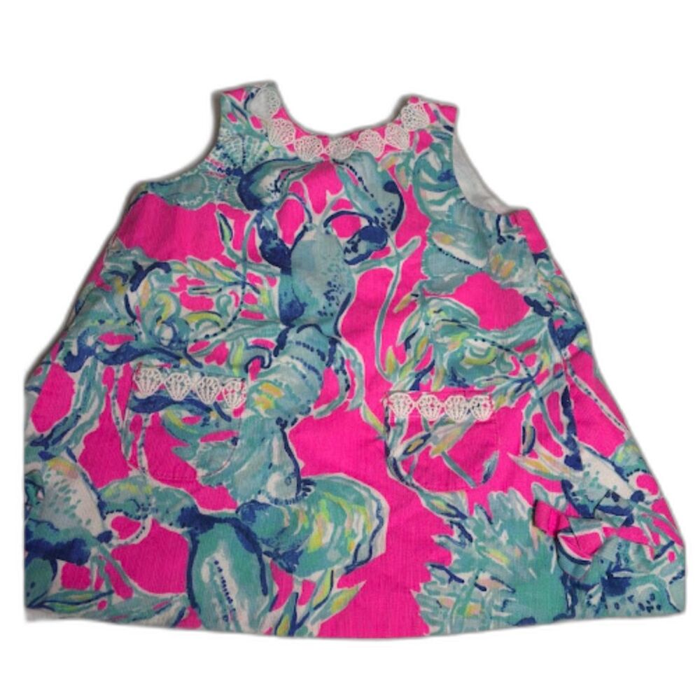 Lilly Pulitzer Shift Dress Lobsters in Love Pink Size 18-24 months Summer Beach